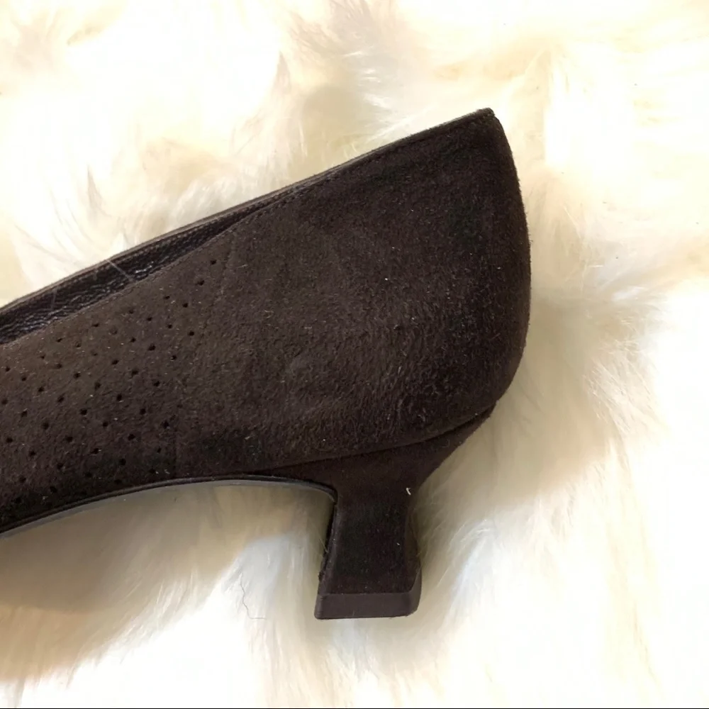 Stuart Weitzman Dark Brown Suede Kitten Heel shoes